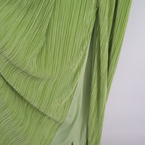 Lulus Melitta Maxi Dress Womens Medium Lime Green Plisse Pleated Sash Sleeveless - Picture 5 of 6